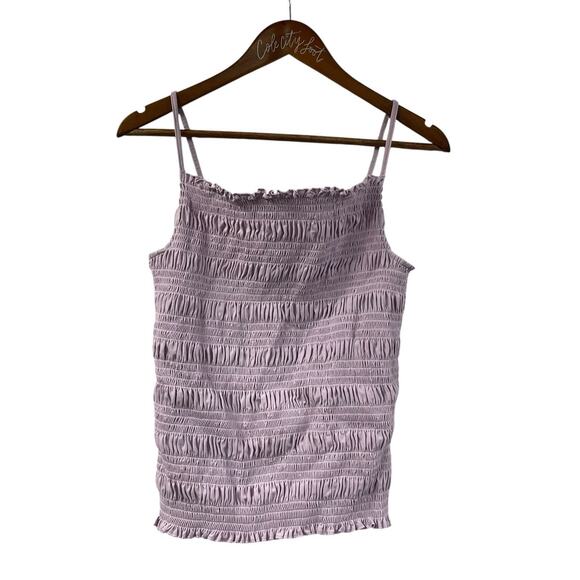 H&M Lavender Purple Scrunchy Tank Top Large Spaghetti Strap - Picture 1 of 8